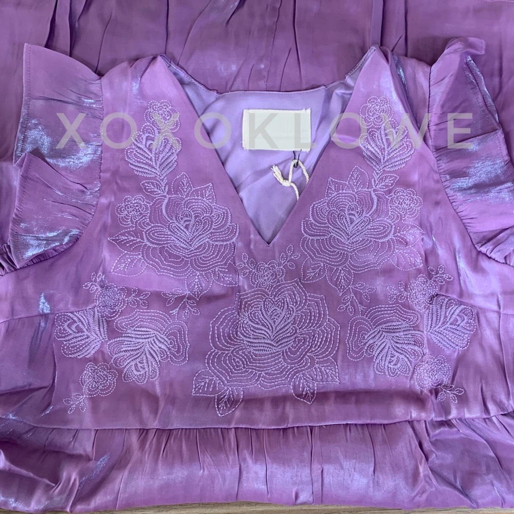 Lavender Boho Iridescent Shimmer Tiered Mini Dress - Picture 4 of 15